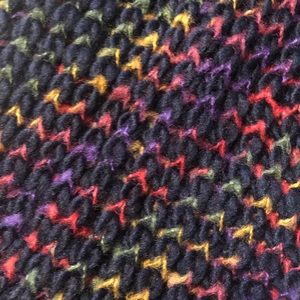 Navy and rainbow knit scarf